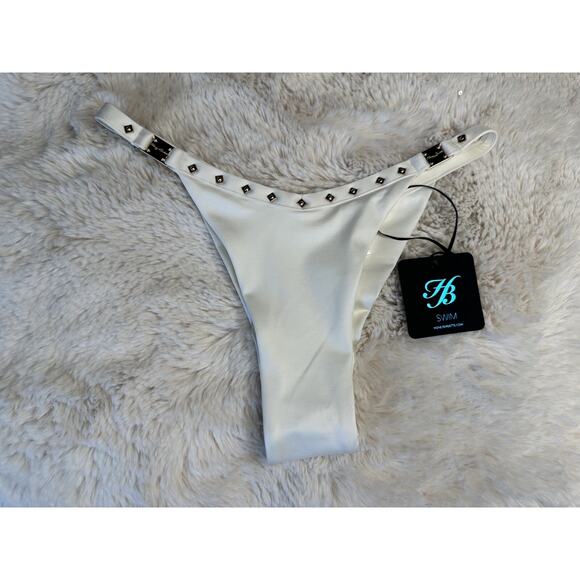 Honey Birdette EIVISSA🤍 White & Gold Studded Swim Bikini Bottom XS - Picture 1 of 2
